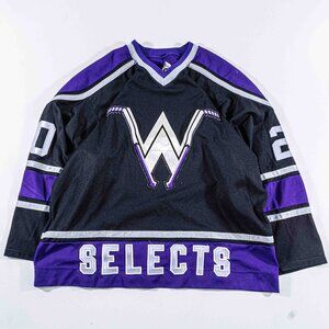 Vtg CCM Hockey Jersey Black Purple Air Knit Made in Canada XL